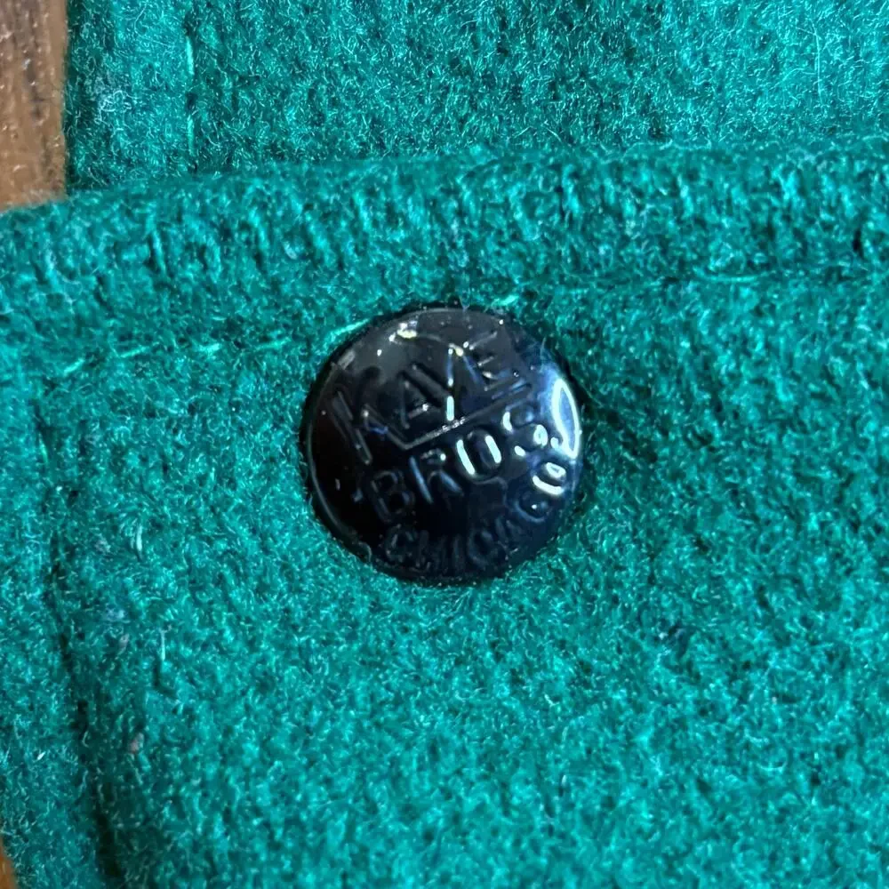 Vintage Kaye Bros Green Wool Leather Sleeve Varsity Letterman Jacket USA M